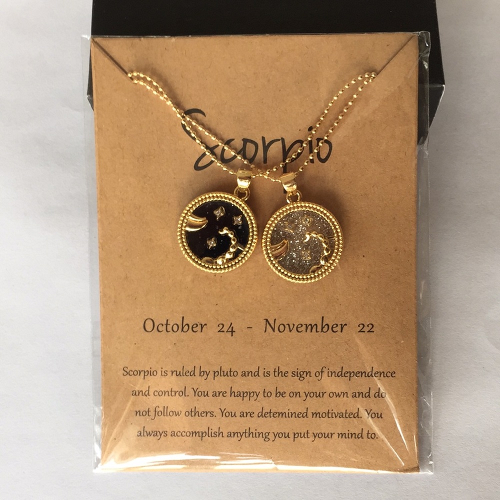 🍏50% OFF/3+...♏ Zodiac Scorpio double chain necklace set